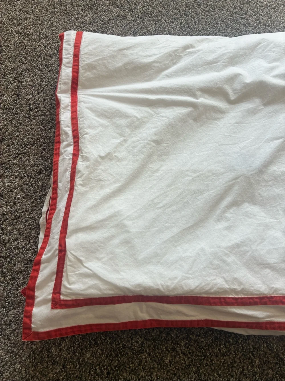 Restoration Hardware Queen Duvet Made in Italy White with Red Border
